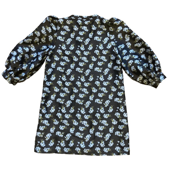 Pomander Place Black & Blue Embroidered Floral Samantha Mini Dress, Sz M - Picture 5 of 14